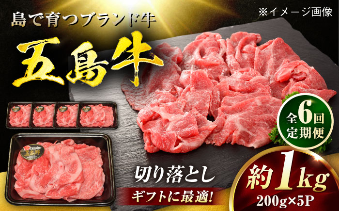 【6回定期便】五島牛 切り落とし 1kg（200g×5P）五島市/meat shop FUKU [PHF019]
