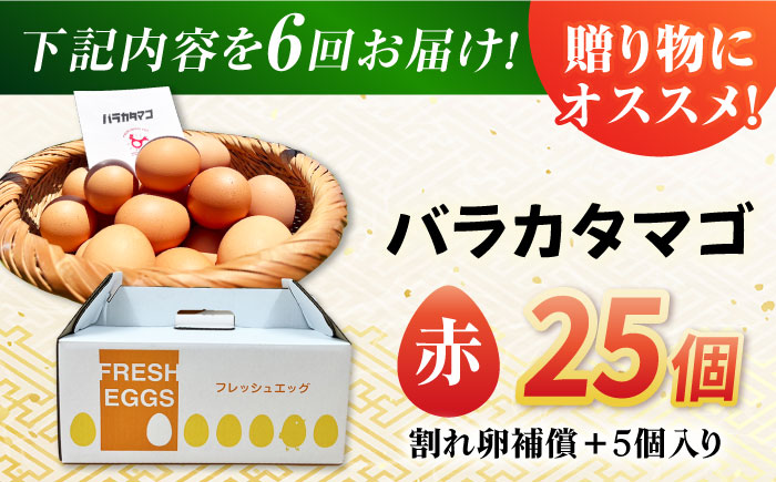 【全6回定期便】【お得な箱入り】バラカタマゴ 25個入 M〜Lサイズ 卵 玉子 たまご 国産 五島市 / 五島列島大石養鶏場 [PFQ058]