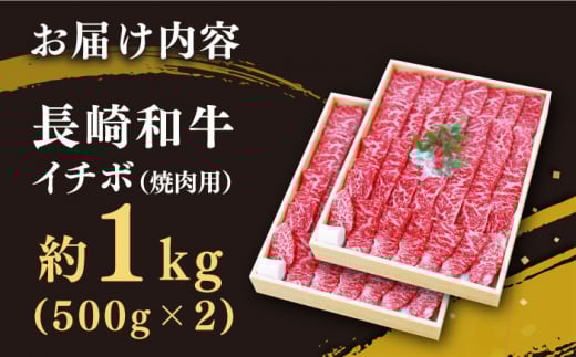 【希少部位】長崎和牛 イチボ 焼肉用 計1kg（500g×2）訳あり ＜スーパーウエスト＞ [CAG266]