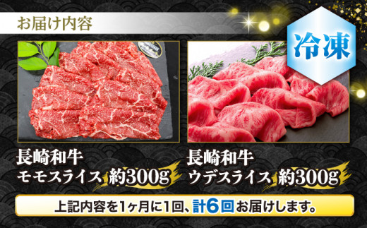 【6回定期便】長崎和牛赤身スライス2種 セット（モモ・ウデ）＜株式会社 黒牛＞ [CBA113] すき焼き しゃぶしゃぶ 食べ比べ すきしゃぶ 