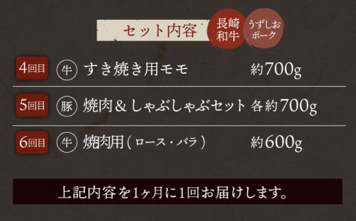 【バリュー定期便】【6回定期便】【訳あり】長崎和牛 うずしおポーク 定期便 国産和牛 国産豚 ＜スーパーウエスト＞ [CAG253]