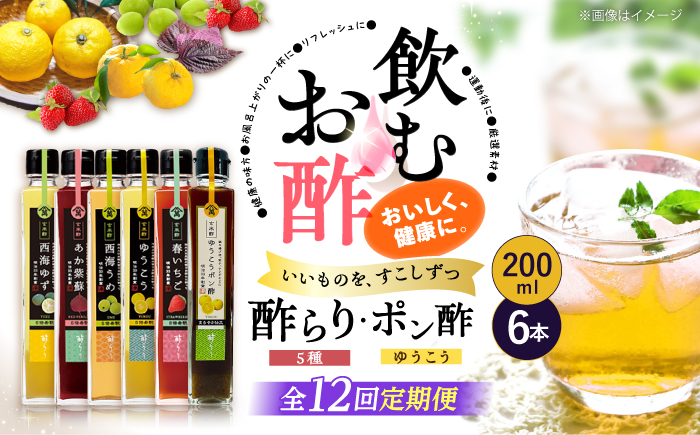 【12回定期便】 【飲む玄米酢】酢らり 6種セット（5種＋ポン酢）＜川添酢造＞ [CDN135]