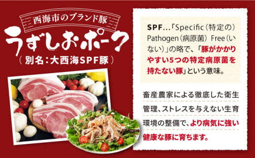 【 訳あり 】 焼肉用 長崎うずしおポーク 豚バラ（ 焼肉 用）700g 長崎 豚 豚肉 焼き肉 バラ BBQ ブランド豚 ＜スーパーウエスト＞[CAG019]