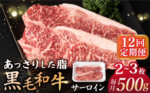 【12回定期便】 サーロイン ステーキ  長崎県産黒毛和牛  500g（2～3枚） 和牛 牛 牛肉 サーロイン ステーキ 牛ステーキ  ＜宮本畜産＞ [CFA033]