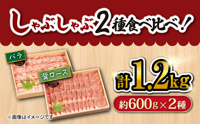 【食べ比べ】 大西海SPF豚 背ロース ＆ バラ （ しゃぶしゃぶ 用）計1.2kg（各600g） 訳あり ＜大西海ファーム＞ [CCY008] 西海 豚肉 国産 豚 しゃぶしゃぶ 鍋 スライス 贈答 ギフト