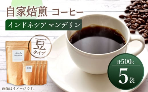 【豆タイプ】【☆一番人気☆】中煎り インドネシア マンデリン 自家焙煎 コーヒー 5袋 計500g ＜giko coffee＞ [CFK003]