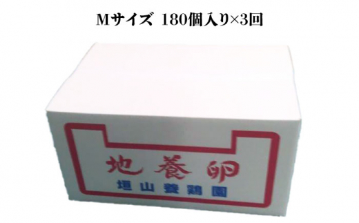 【3回定期便】最高級 卵 地養卵 Mサイズ 180個×3回定期便 長崎県産 西海市 たまご 卵 玉子 タマゴ 鶏卵 オムレツ 卵かけご飯 朝食 料理 人気 卵焼き＜垣山養鶏園＞ [CBB010]