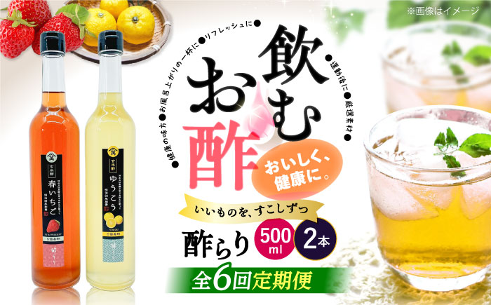 【6回定期便】酢らり 大瓶（いちご・ゆうこう）総計12本＜川添酢造＞ [CDN036]