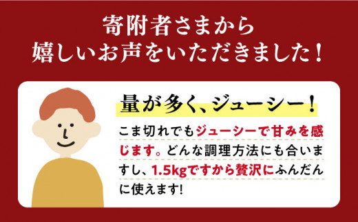 【 訳あり 】【12回定期便】長崎うずしおポーク こま切れ 1.5kg（500g×3P） 長崎県産 西海市産 豚肉 豚 ぶた こま切れ 小分け [CAG018]＜スーパーウエスト＞