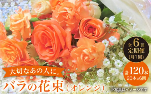 【6回定期便】【記念日には バラ を送ろう】 バラ の 花束 （オレンジ） 花 花束 バラ ばら ブーケ 記念日 贈答 ギフト プレゼント ＜花工房るふらん＞ [CCR030]