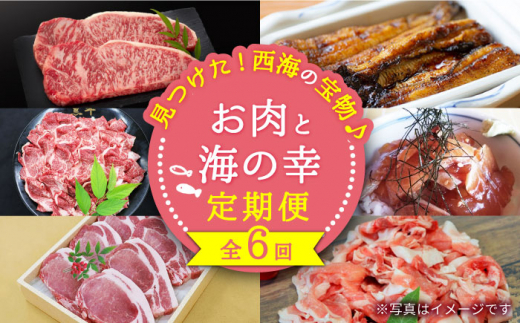 【6回 定期便 】お肉と海の幸～見つけた！西海の宝物定期便～ 西海市 定期便 月替わり 長崎和牛 サーロイン さーろいん ステーキ 鰻 うなぎ [CZZ021]