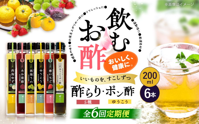 【6回定期便】 【飲む玄米酢】酢らり 6種セット（5種＋ポン酢）＜川添酢造＞ [CDN134]