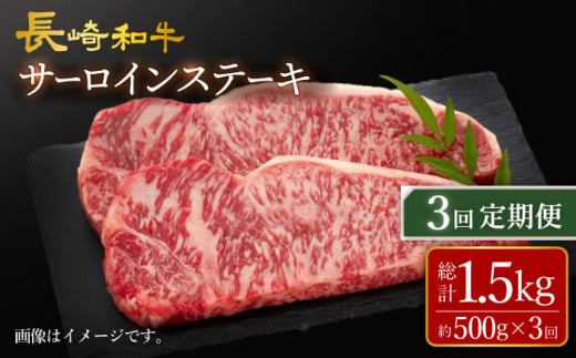 【訳あり】【3回定期便】 長崎和牛 サーロイン ステーキ 約500g（2枚） 【大西海ファーム食肉加工センター】 [CEK179]