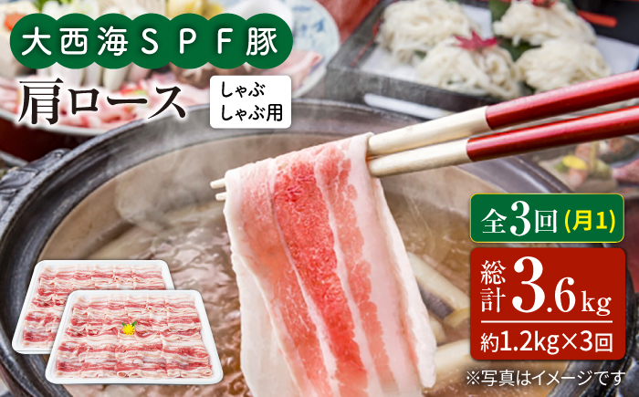 【月1回1.2kg×3回定期便】大西海SPF豚 肩ロース（しゃぶしゃぶ用）訳あり ＜大西海ファーム＞ [CEK092]