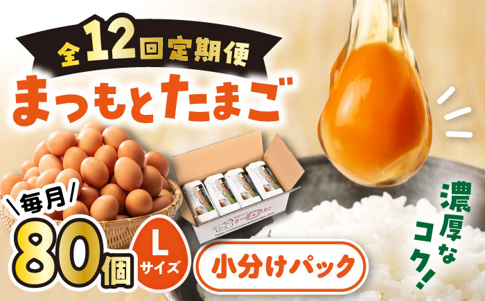 【月1回80個×12回 定期便 】家族のために選びたい「 まつもとたまご 」計960個＜松本養鶏場＞[CCD012]
