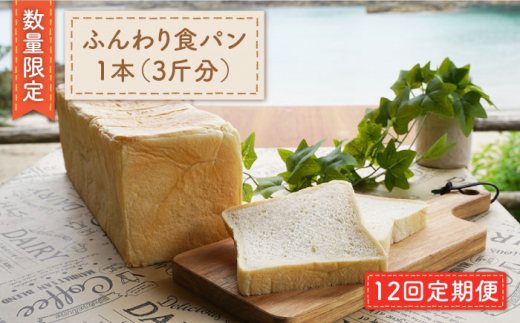 【数量限定】【12回定期便】まるごと！ふんわり食パン一本（3斤分）＜岡崎製パン所＞ [CEP008]