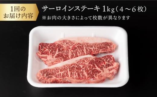 【6回定期便】  サーロイン ステーキ  長崎県産黒毛和牛  1kg（4～6枚） 和牛 牛 牛肉 サーロイン ステーキ 牛ステーキ  ＜宮本畜産＞ [CFA035]