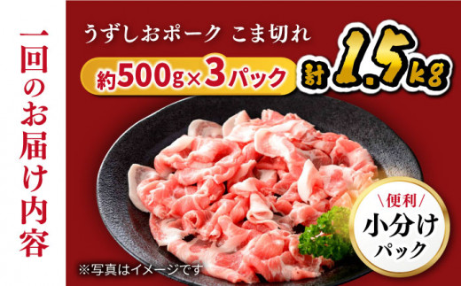 【 訳あり 】【12回定期便】長崎うずしおポーク こま切れ 1.5kg（500g×3P） 長崎県産 西海市産 豚肉 豚 ぶた こま切れ 小分け [CAG018]＜スーパーウエスト＞