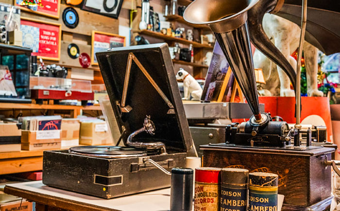 オリジナルTシャツ半袖 レコード柄（黒） LLサイズ ＜音浴博物館＞ [CBH004]