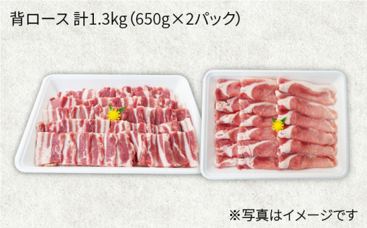 【訳あり】【よくばりセット】大西海SPF豚 背ロース（焼肉＆しゃぶしゃぶ用）計1.3kg（650g×2パック）＜大西海ファーム＞ [CEK039]