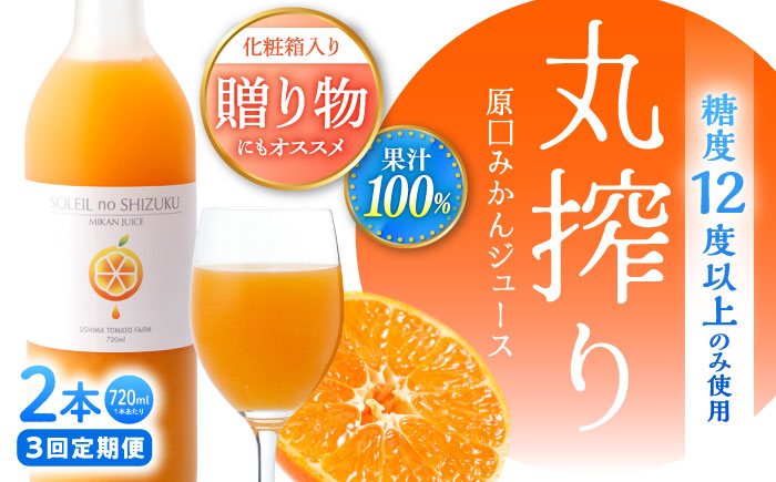 【3回定期便】 ミカンジュース 「ソレイユのしずく」 720ml×2本 ＜大島造船所 農産グループ＞ [CCK043]