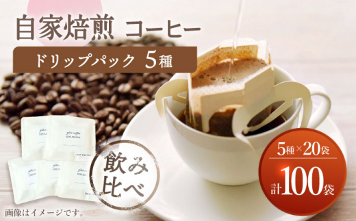 【飲み比べ】 ドリップバック 自家焙煎 コーヒー 100袋（5種類×20袋） ＜giko coffee＞ [CFK010]