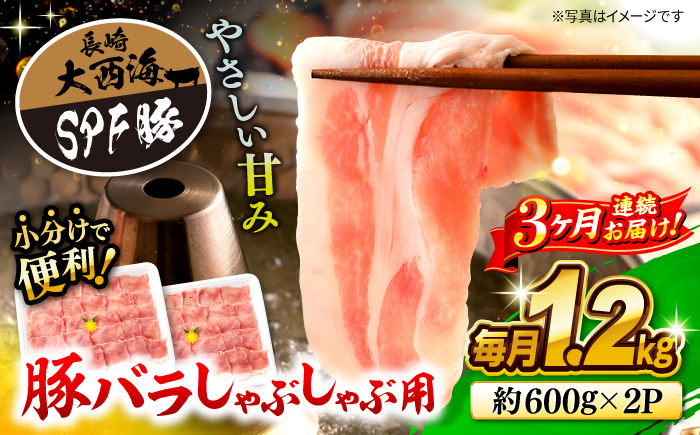 【月1回1.2kg×3回定期便】大西海SPF豚 バラ（しゃぶしゃぶ用）訳あり ＜大西海ファーム＞ [CEK084]