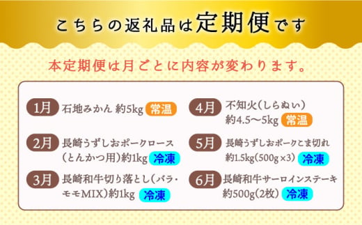 【12回 定期便 】お肉と果物～見つけた！西海の宝物定期便～ 長崎市 西海市 長崎和牛 サーロイン さーろいん ステーキ SPF豚 ブランド豚 みかん ミカン [CZZ019]