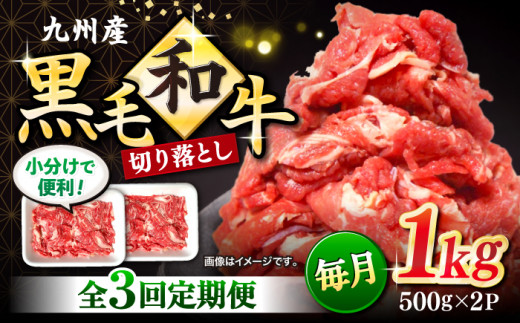 【3回定期便】 和牛 切り落とし 長崎県産黒毛和牛 切り落とし 計3kg（約1kg×3回） 和牛 牛 牛肉 切り落とし 和牛切り落とし  ＜宮本畜産＞ [CFA005]