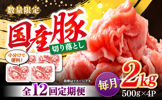 【12回定期便】 切り落とし 長崎県産豚 切り落とし 計24kg（約2kg×12回） 豚肉 ブタ 豚 切り落とし 切り落とし   ＜宮本畜産＞ [CFA016]