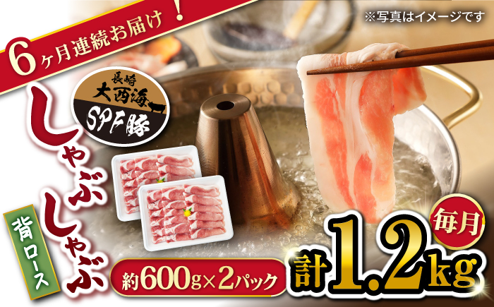 【月1回1.2kg×6回定期便】大西海SPF豚 背ロース（しゃぶしゃぶ用） 訳あり ＜大西海ファーム＞ [CEK095]