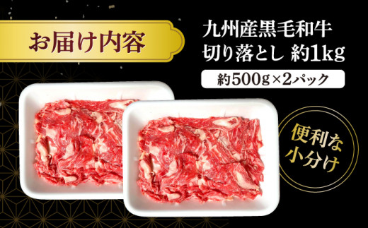 切り落とし 長崎県産 黒毛和牛 約1kg（約500g×2パック） 切り落とし 牛肉 和牛 切り落とし 冷凍 国産牛肉 きりおとし 切り落とし ＜宮本畜産＞ [CFA001]