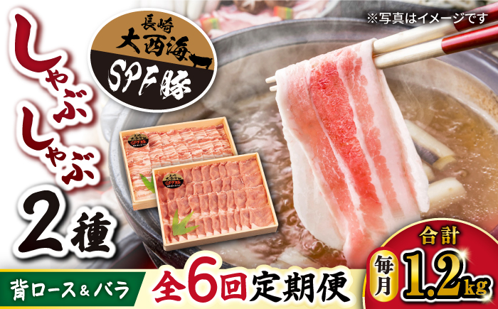 【月1回約1.2kg×6回定期便】 大西海SPF豚 背ロース ＆ バラ （ しゃぶしゃぶ 用） 訳あり ＜大西海ファーム＞ [CEK047]