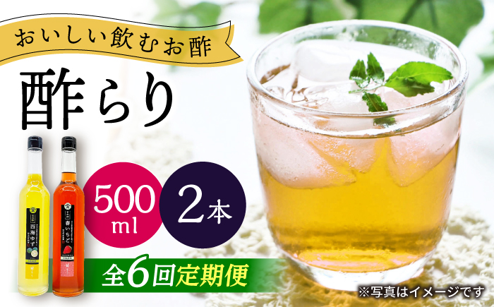 【6回定期便】 【飲む玄米酢】酢らり 大瓶2本セット（西海ゆず・いちご）＜川添酢造＞ [CDN138]