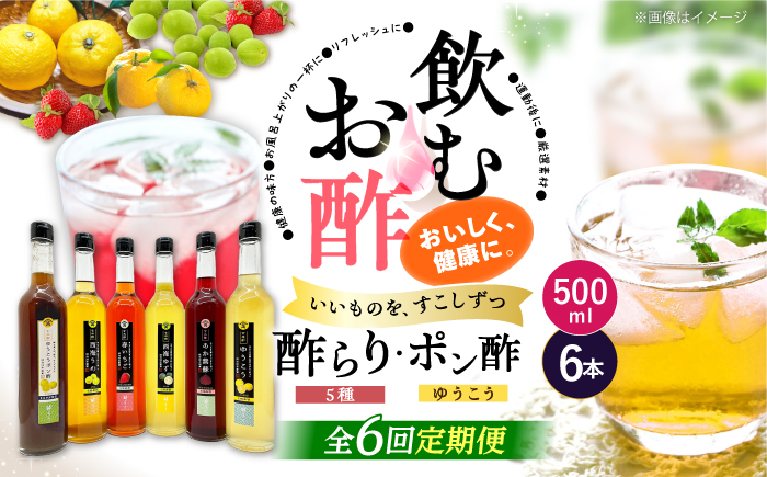 【6回定期便】 【飲む玄米酢】酢らり 大瓶6種セット（5種＋ポン酢）＜川添酢造＞ [CDN142]