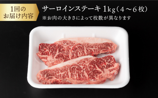 【12回定期便】 サーロイン ステーキ  長崎県産黒毛和牛  1kg（4～6枚） 和牛 牛 牛肉 サーロイン ステーキ 牛ステーキ  ＜宮本畜産＞ [CFA036]