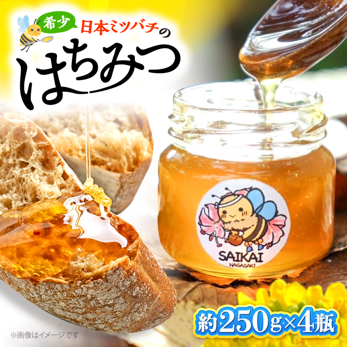 【希少な日本ミツバチ】　 国産 蜂蜜 約1kg（約250g×4瓶） ～西海からの贈り物～＜おばま養蜂農園＞ [CFY003]