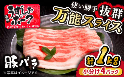 豚 小分け 訳あり うずしおポーク 豚バラ スライス 約1kg（250g×4パック） 国産豚 小分けパック 小分け バラ 豚バラ スライス 便利 使いやすい 贈答 ギフト プレゼント 小分け ＜スーパーウエスト＞ [CAG226]