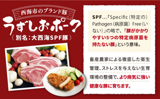 【 訳あり 】長崎うずしおポーク ロース（ とんかつ 用） 700g（6枚） 長崎県産 豚肉 豚 とんかつ トンカツ トンテキ 厚切り ＜スーパーウエスト＞ [CAG100]