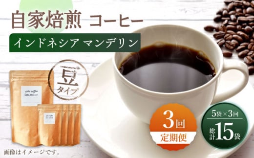 【豆タイプ】 【3回定期便】【一番人気♪】中煎り インドネシア マンデリン 自家焙煎コーヒー 5袋 ＜giko coffee＞ [CFK017]