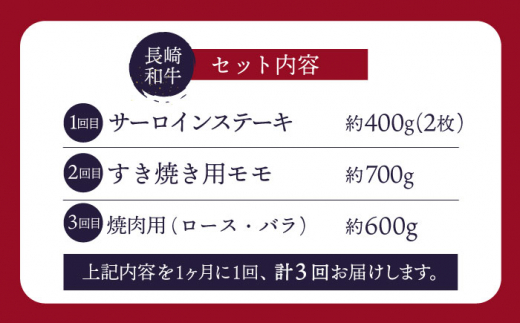 【人気商品を毎月楽しむ】【3回定期便】【訳あり】長崎和牛 定期便 ＜スーパーウエスト＞ [CAG251]