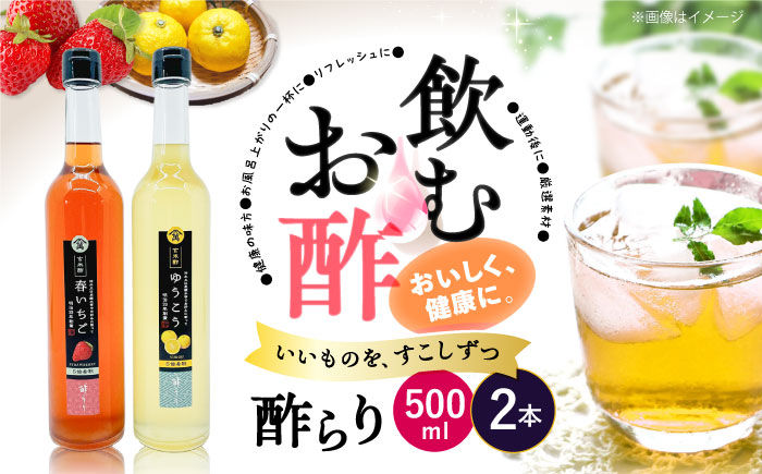 飲む 玄米酢 酢らり 大瓶 2本 セット（いちご・ゆうこう）＜川添酢造＞ [CDN034 長崎県 西海市 酢 飲む酢 ビネガー 果実酢 ジュース 酢 贈答 ギフト飲むお酢 フルーツ酢 健康飲料 美容 疲労回復 おいしい ギフト お酢 果実酢