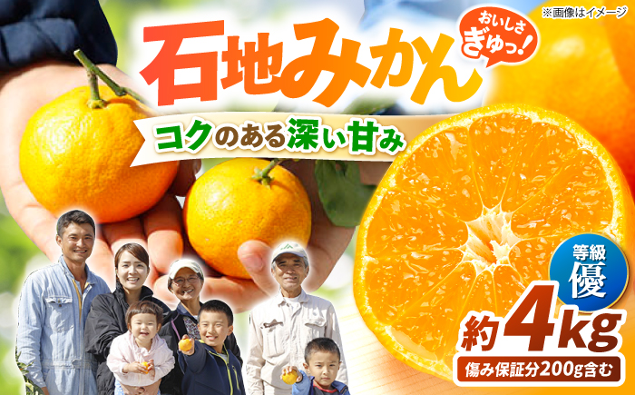 【12月上旬より配送☆優品】石地みかん 約4kg（傷み保証分200g含む）＜川添みかん園＞ [CCT005] みかん