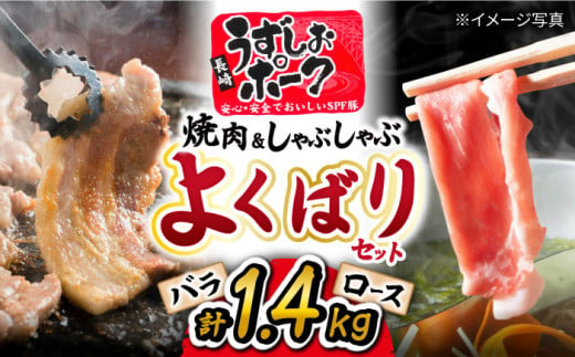 【 訳あり 】 焼肉 ＆ しゃぶしゃぶ セット うずしおポーク 計1.4kg（各700g） 豚肉 豚 焼き肉 焼肉 しゃぶしゃぶ 豚スライス ロース バラ やきにく 鍋 ＜スーパーウエスト＞ [CAG094]