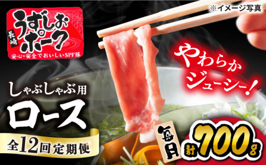 【訳あり】【12回定期便】 豚肉 スライス 長崎うずしおポーク （しゃぶしゃぶ用）700g 西海市産 豚肉 豚スライス しゃぶしゃぶ 定期便 ＜スーパーウエスト＞[CAG030]