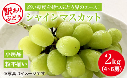 【ランキング1位獲得！】【残りわずか！】【訳あり】とにかく甘い！シャインマスカット約2kg（4房～6房）＜岡本　満博＞ [CEN004]