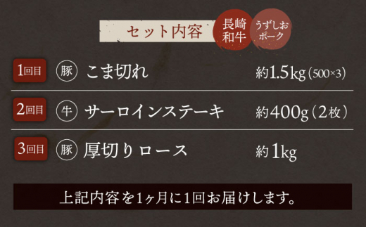 【バリュー定期便】【6回定期便】【訳あり】長崎和牛 うずしおポーク 定期便 国産和牛 国産豚 ＜スーパーウエスト＞ [CAG253]