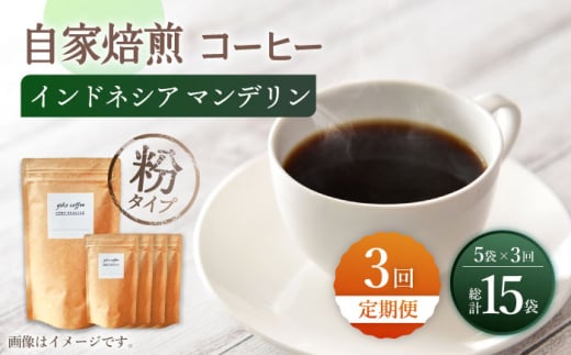 【粉タイプ】【3回定期便】 【一番人気♪】中煎り インドネシア マンデリン 自家焙煎コーヒー 5袋 ＜giko coffee＞ [CFK020]