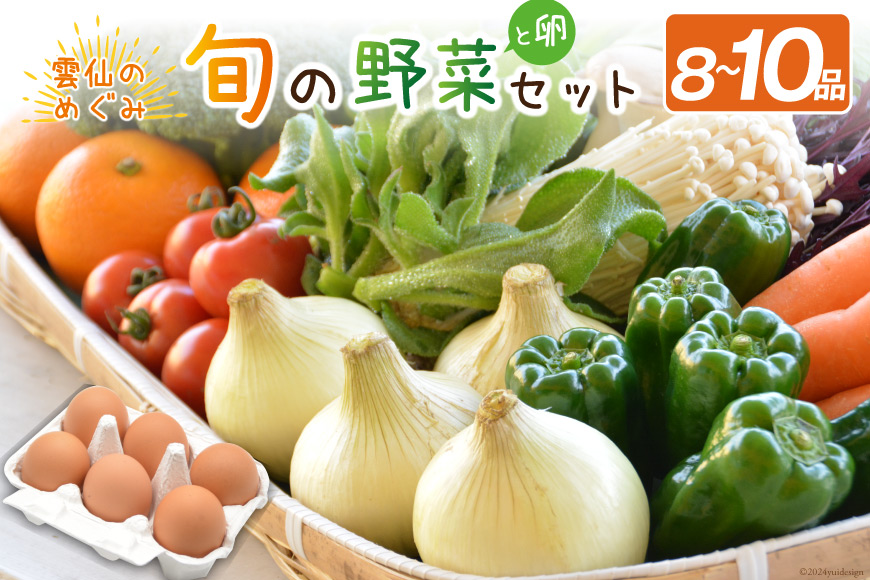 雲仙のめぐみ 旬の野菜セット (S)【卵6個付き】 8～10品目セット [長崎県農産品流通 長崎県 雲仙市 item1572] 野菜 野菜セット フルーツ 果物 くだもの 卵 たまご