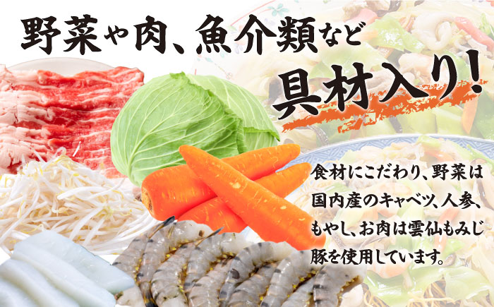 【3回定期便】冷凍 長崎ちゃんぽん 皿うどん セット 4食 （ちゃんぽん1食×2、皿うどん1食×2）/ ちゃんぽん チャンポン さらうどん 皿ウドン 長崎 スープ付き 麺 具入り / 南島原市 / 狩野食品 [SDE011]